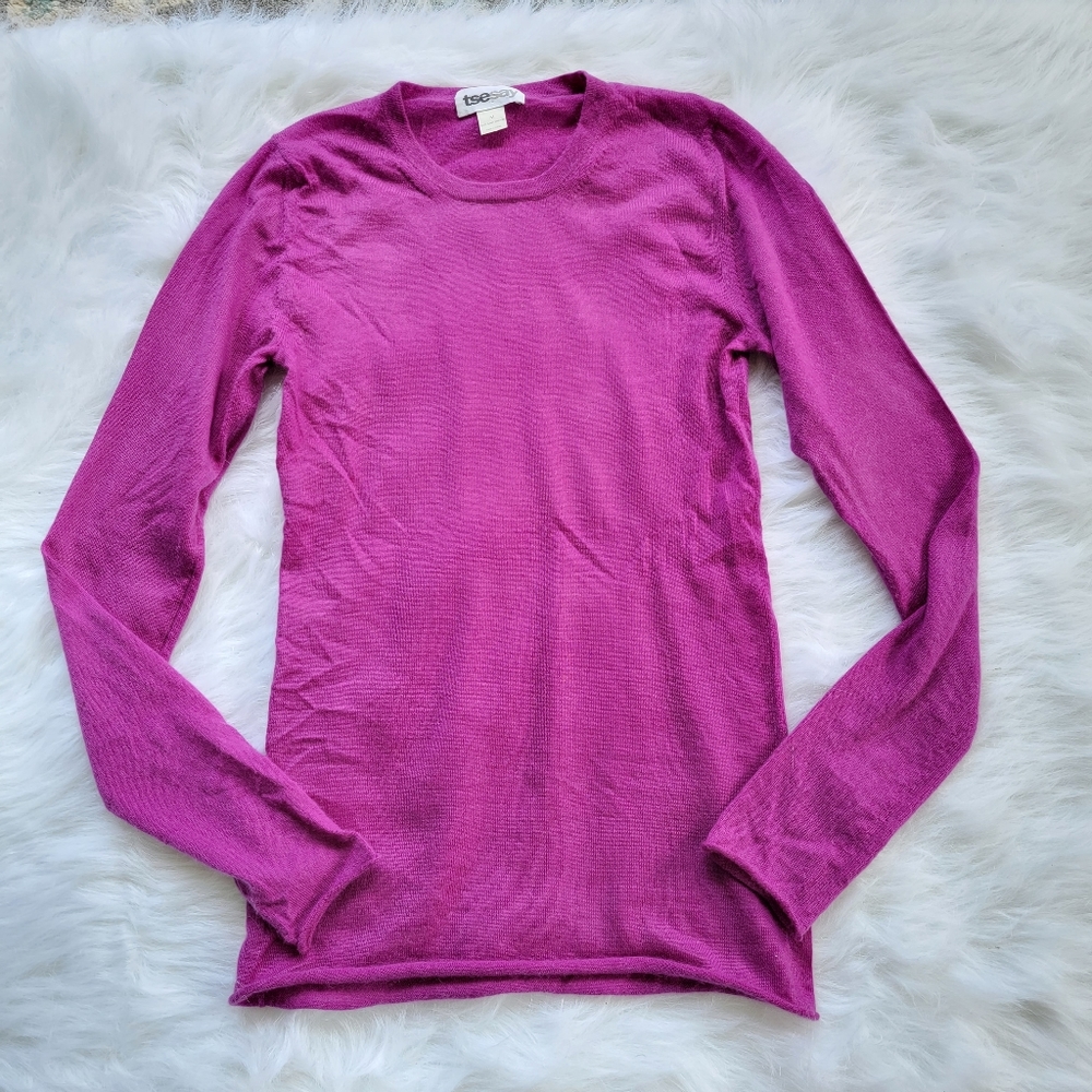 Tsesay 100% Cashmere purple Crewneck sweater M